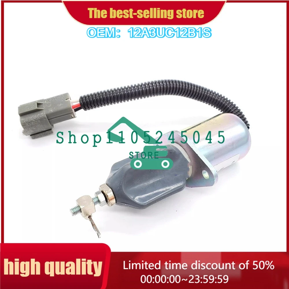 129436-66800 1751ES-12A3UC12B1S For R60-5 Flameout Switch Solenoid Valve Fuel Stop Valve Excavator Parts