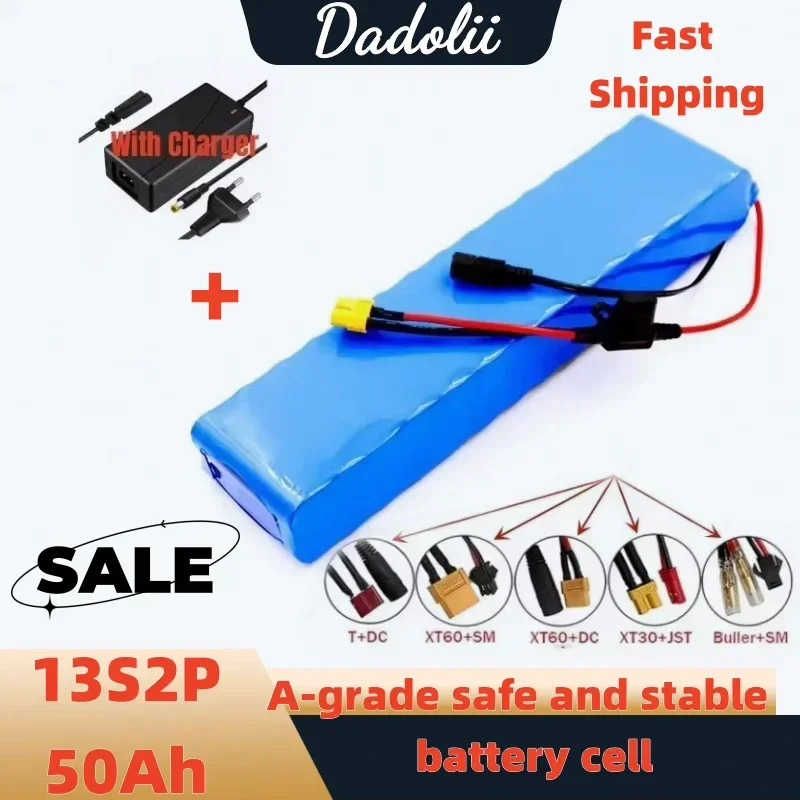

48V 50Ah 18650 Lithium Battery Pack 13S2P High Power Battery for 54.6V 750W 1000W BAFANG Kit built-in bms With Charger And fuse