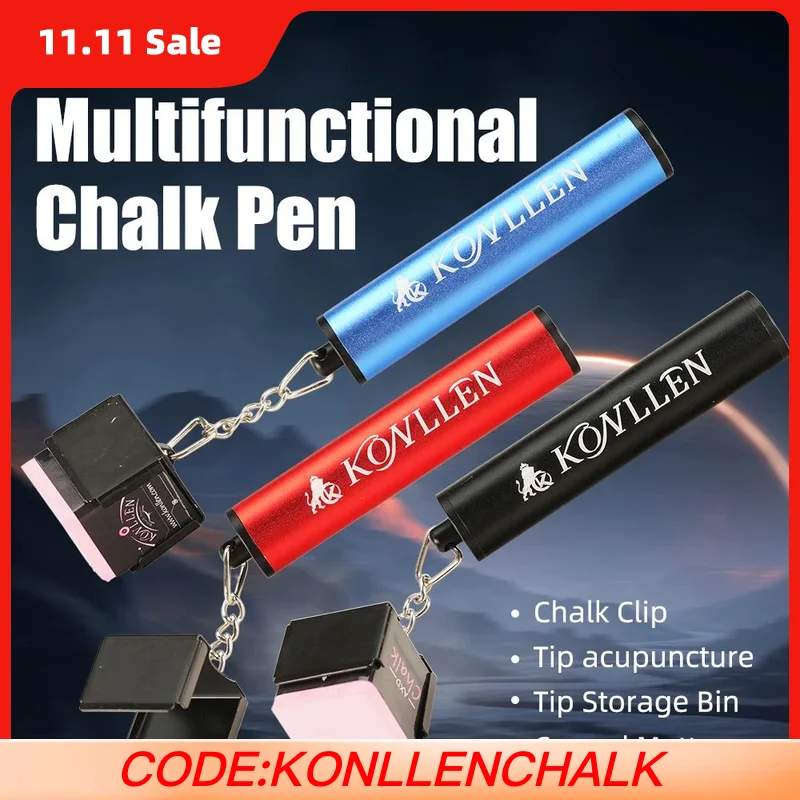 

KONLLEN-Chalk Holder for Billiards, Portable Pool Snooker Cue Tip Pricker, Non-Slip Tips Storage, Table Accessories, 4 in 1