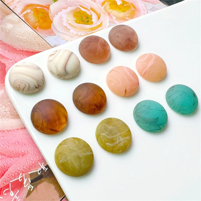 

Newest 100pcs/lot 18mm color print geometry rounds shape resin cabochon beads diy jewelry garment hair accessory
