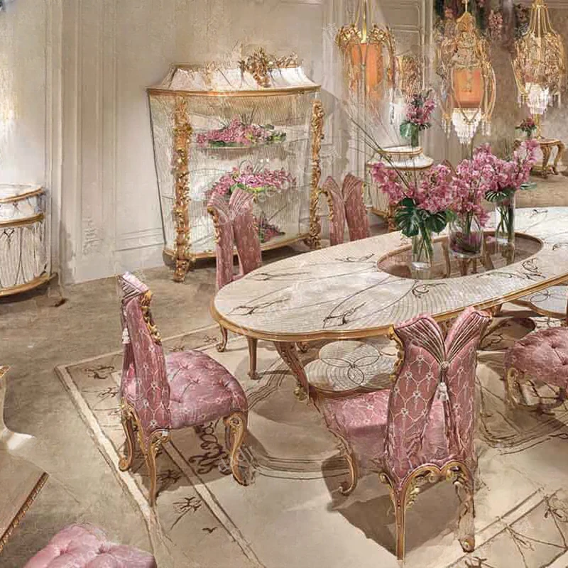 European luxury dining table and chair combination,French court shell dining table, custom furniture