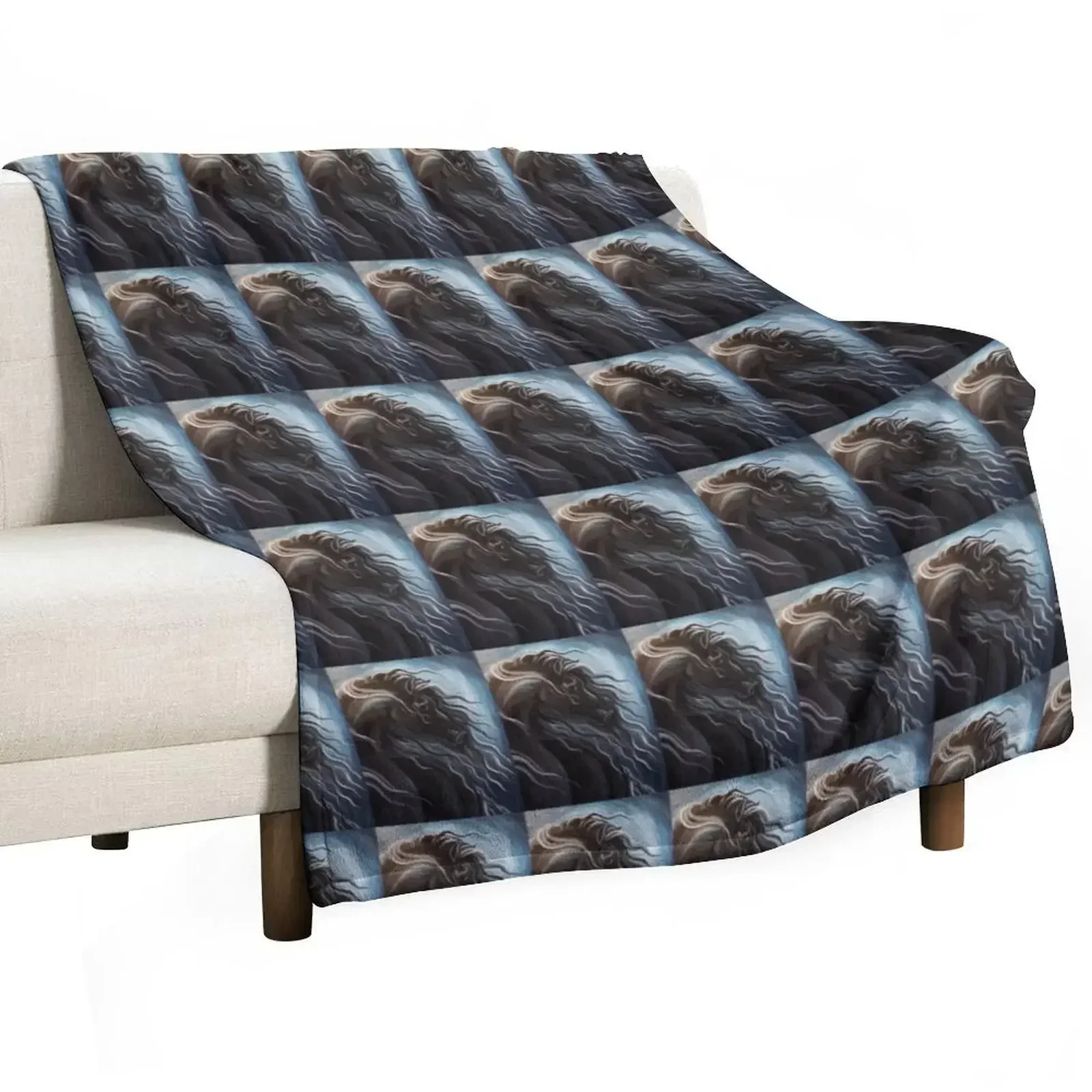 

Friesian Storm Throw Blanket Outdoor Soft Blanket for Picnic Beach Camping