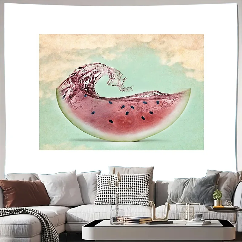 Watermelon Tapestry Wall Hanging Summer Vibes Home Decor Beach Aesthetic Room Decor Tropical Wall Art Dorm Room Decoration Vivid
