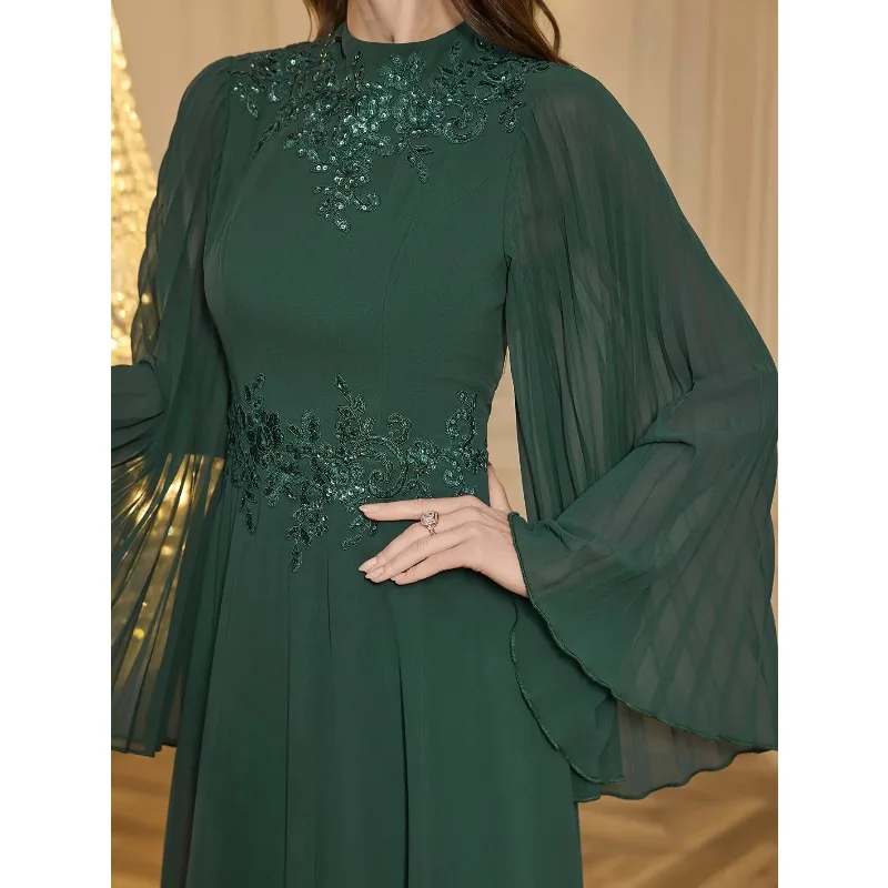 高級エメラルドグリーンのボールガウン長袖刺繍入りイブニングドレス結婚式パーティープロム用 Vestdos De Fiesta カスタマイズ