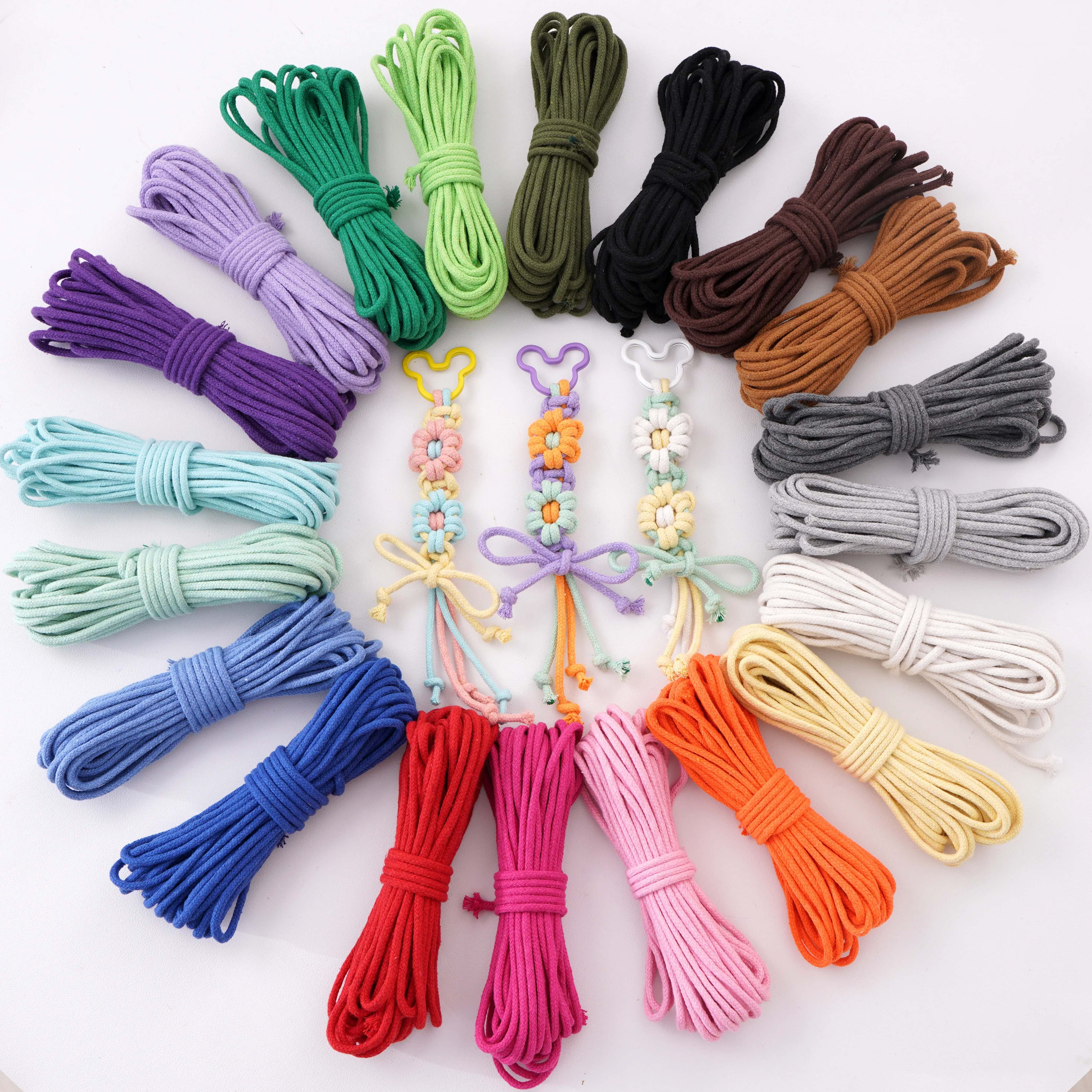 Cordon de coton tressé multicolore de 4mm, 10 mètres/paquet, corde artisanale, fournitures de décoration de mariage à domicile, accessoires de couture faits à la main
