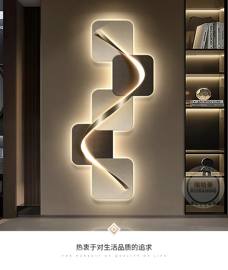 Entrance hall mural LED lights, Italian minimalist living room, high-end luxury murals in the hallway YX912TB