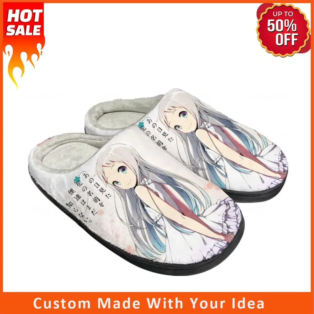 

AnoHana The Flower, мы увидели в тот день, домашние хлопковые тапочки на заказ, мужские и женские сандалии, плюшевая Повседневная сохраняющая тепло обувь, термотапочки
