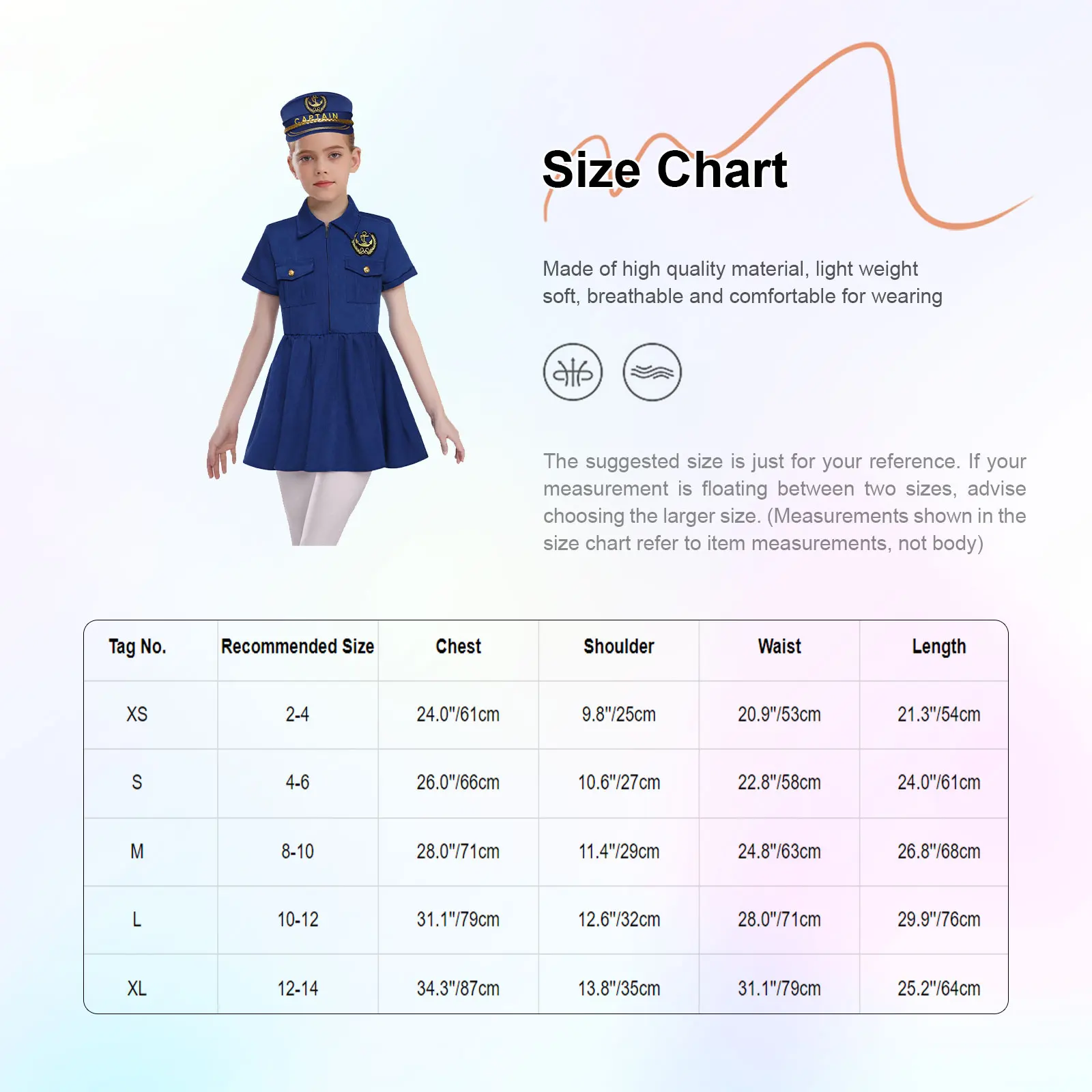 فستان كابتن/الشرطة/الطيار للأطفال البنات مع قبعة بأكمام قصيرة، ملابس تجربة احترافية للأطفال، أزياء الهالوين التنكرية #4