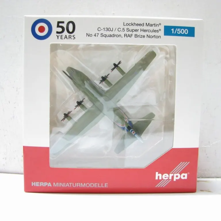 

Diecast Herpa 1:500 Scale C-130J-30 Royal Air Force 47th Squadron 50th Anniversary Commemoration Alloy Car Model