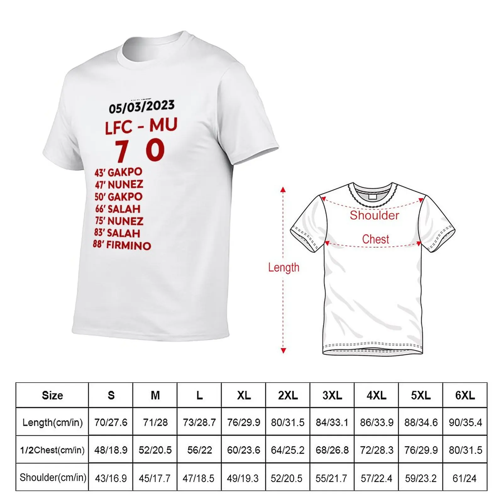 Camiseta gráfica masculina, LFC 7-0 MU, tops de tamanho grande, roupas masculinas, engraçadas, novas