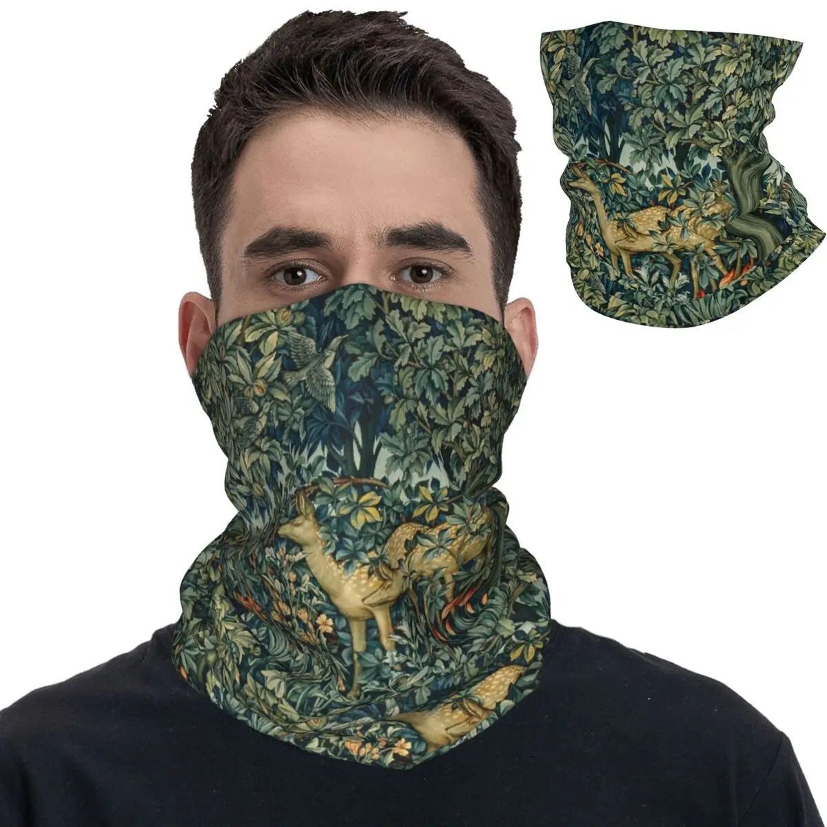 William Morris Does And Birds In Forest Bandana Neck Cover Printed Balaclavas Mask Scarf Multi-use Headwear Unisex Adult