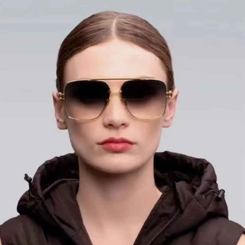 

Модные квадратные очки унисекс, 2025 г., женские и мужские солнцезащитные очки из металлического сплава DTS159 GRAND EMPERIK, уличные очки с двойным мостом