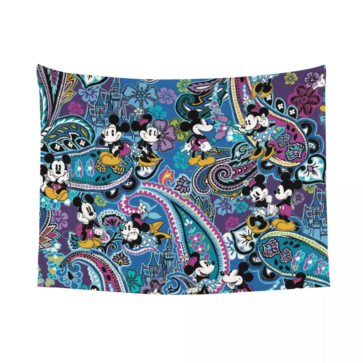 Custom Mickey Mouse Paisley Hippie Tapestry for Living Room Dorm Decoration Tapestries Home Decor