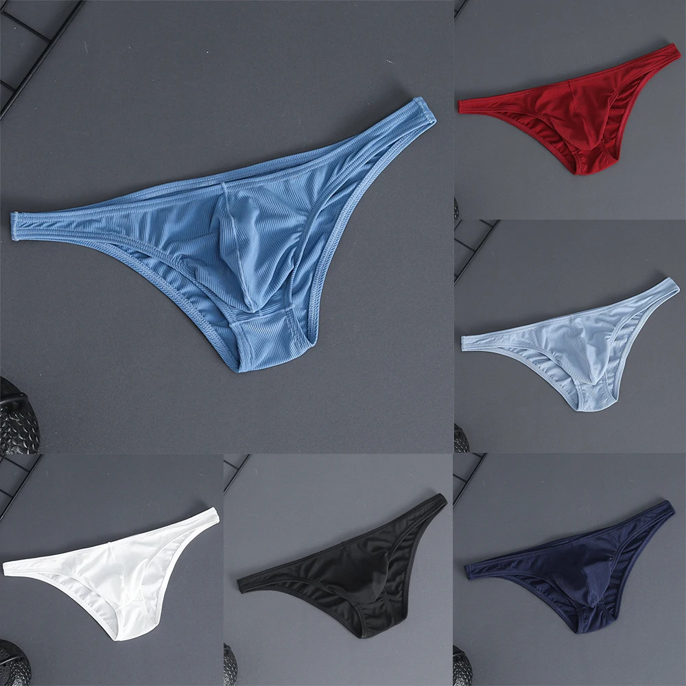 الرجال منخفضة الخصر مثلث ملخصات الانتفاخ الحقيبة g-سلسلة ثونغ ملخصات الصلبة السلس الملابس الداخلية مريحة تناسب لينة السروال #6