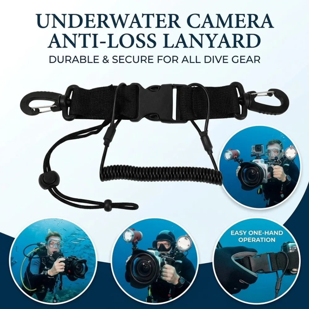 Spring Lanyard Swimming Sports Diving Canoe Camera Rope Elastic Key Chain Safety Anti Loss Lanyard Quick Release Buckle Clips