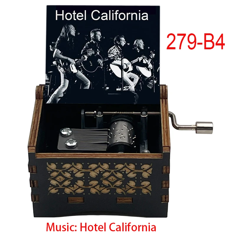 Hotel California Wooden Music Box Famous American Rock Band Song Special Musical Gift for Fans Friends Birthday