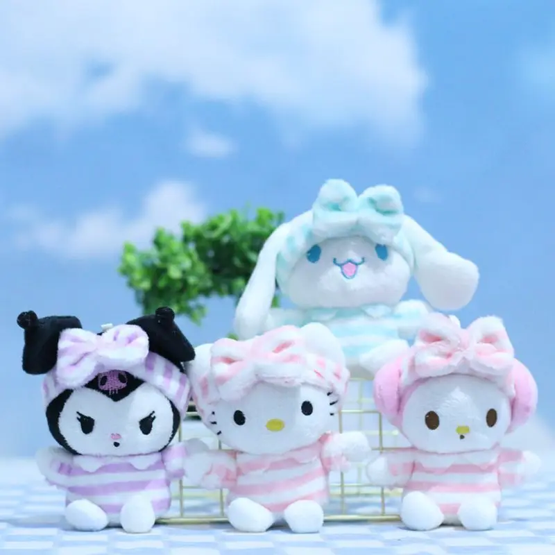 

12cm Kawaii Sanrio Plush Doll Tos Hello Kitty My Melody Kuromi Anime Cinnamoroll Cartoon Animal Stuffed Decoration Gift For Kids