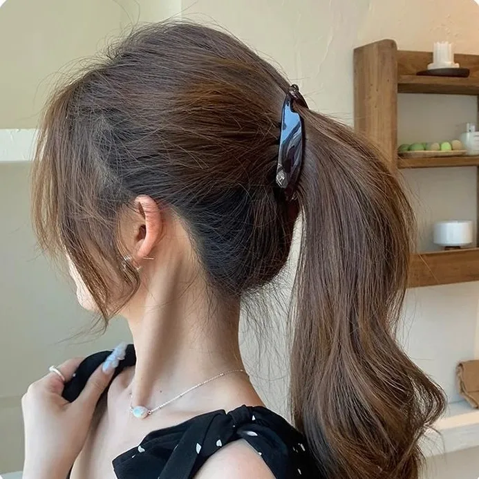 

Корейская акриловая заколка-банан для волос, женская, для затылка, новая, высококачественная, простая, для высокого хвоста, вертикальная заколка-зажим, аксессуар для волос