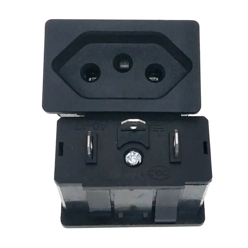 2 IN 1, EU 2-Pin, Brazilian 3-Pin Power Outlet Socket Panel Mount Receptacle AC100~250V 10A