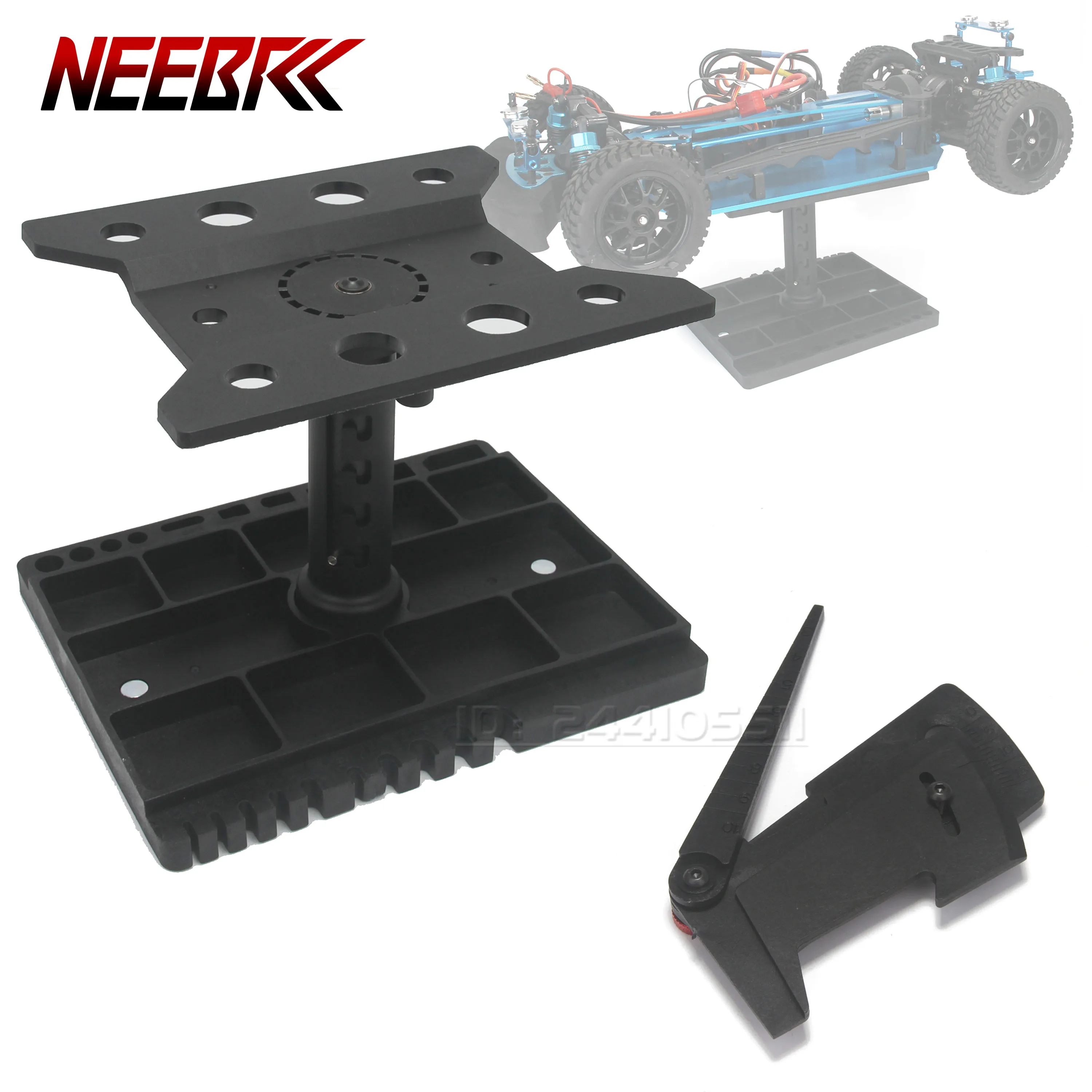 

Adjustable Plastic RC Car Repair Station Display Stand Assembly Platform Protractor for 1/8 1/10 1/12 1/14 1/16 RC Model Car