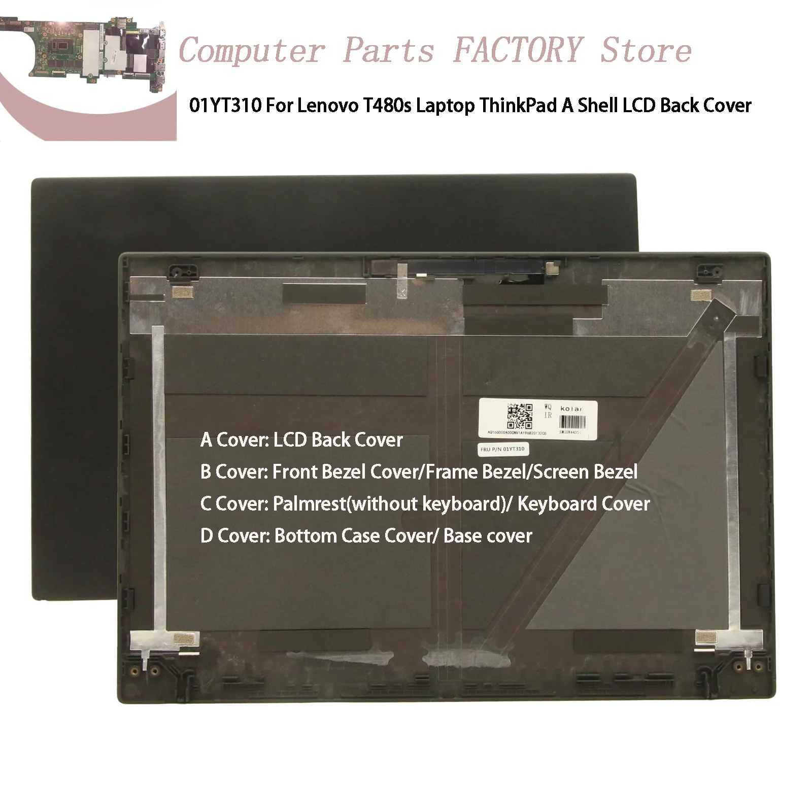 New LCD Back Cover A Shell Rear Lid 01YT310 For Lenovo ThinkPad T480s WQHD With IR Infrared Camera Black