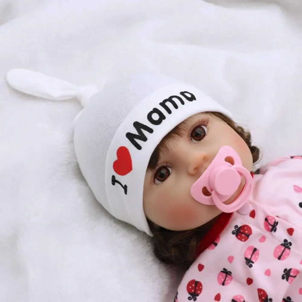 0-3M Baby Hat Unisex I Love Papa Mama Print Elastic Knitted Hats Cotton Newborn Bonnet Girls Boys