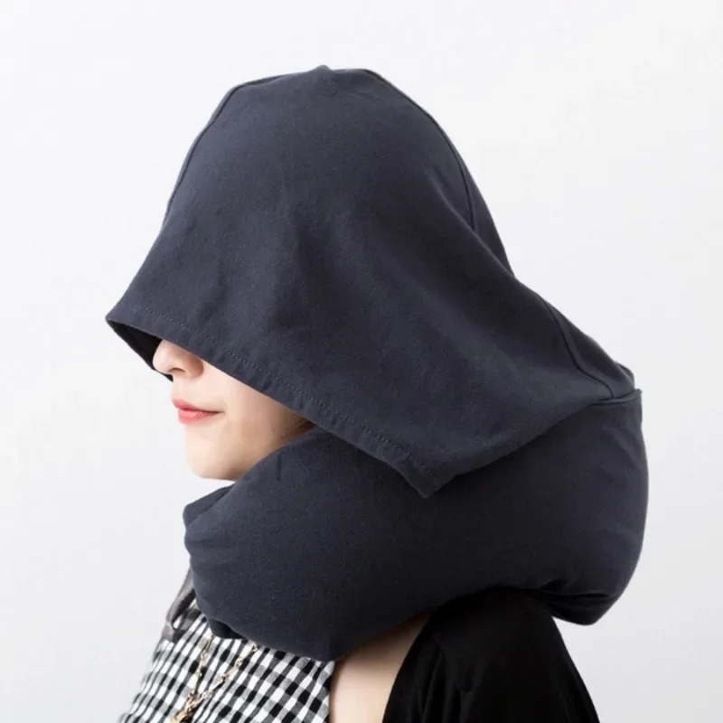 U-shaped Pillow Good Hat  Pillow Cotton Neck Pillow Cervical Spine Pillow Lunch Break Hooded Pillow Travel Airplane Pillow