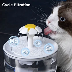 Fontana di acqua per animali domestici a circolazione automatica filtro dell'acqua per petali trasparente Dispenser di acqua per cani con acqua fontanella per gatti muto