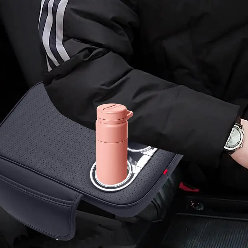 Car Console Cover Car Organizer Car Armrest Cover Cushion Storage Box Arm Rest Covers Leather Cup Holder Center Console