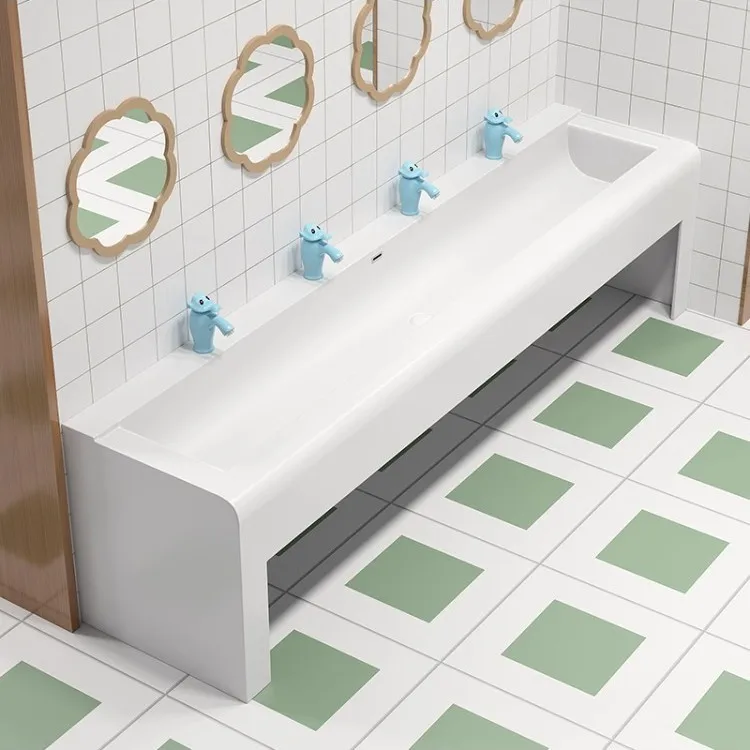 Installation-free integrated floor basin acrylic artificial stone sink Nursery school bathroom