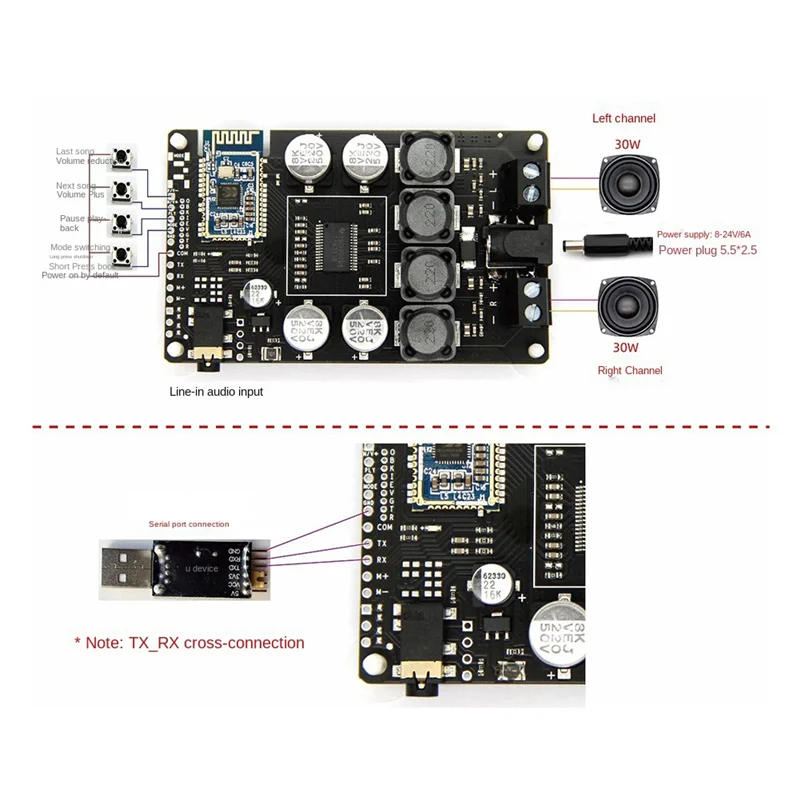 Efficiente altoparlante con vibrazione a risonanza da 25 W per scheda amplificatore audio Bluetooth 5.0