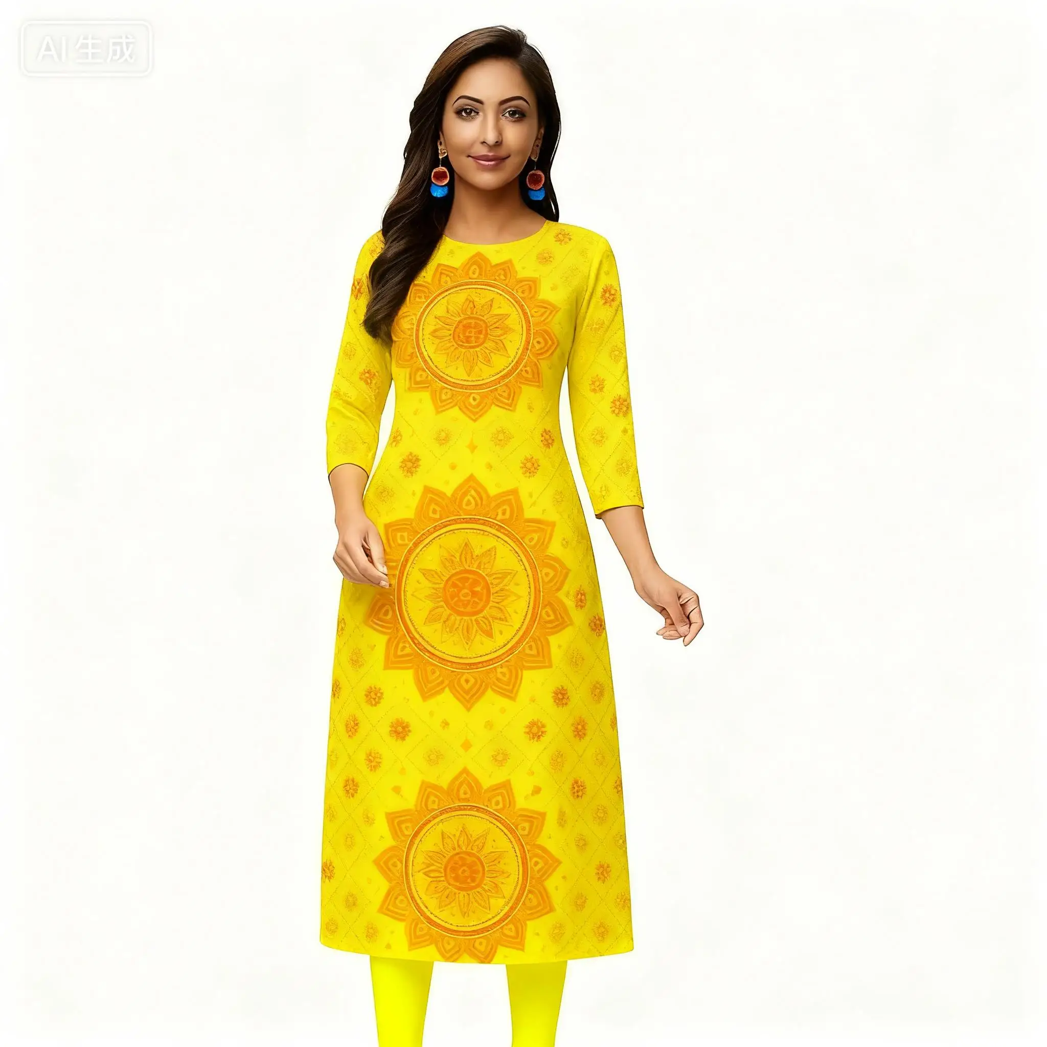 

Мусульманское платье Kurtta, женское модное элегантное прямое платье в национальном стиле, повседневное, с разрезом подол, Abito Donna Musulmana