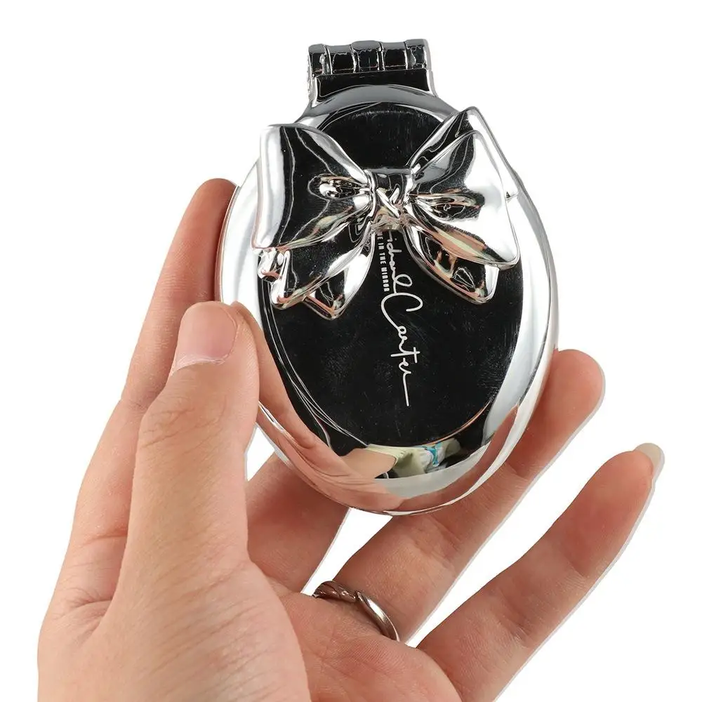 

Portable Round Pocket Mirror with Comb Dual Use Silver Massage Hair Brush Mini Air Cushion Comb Makeup Mirror Girl Women