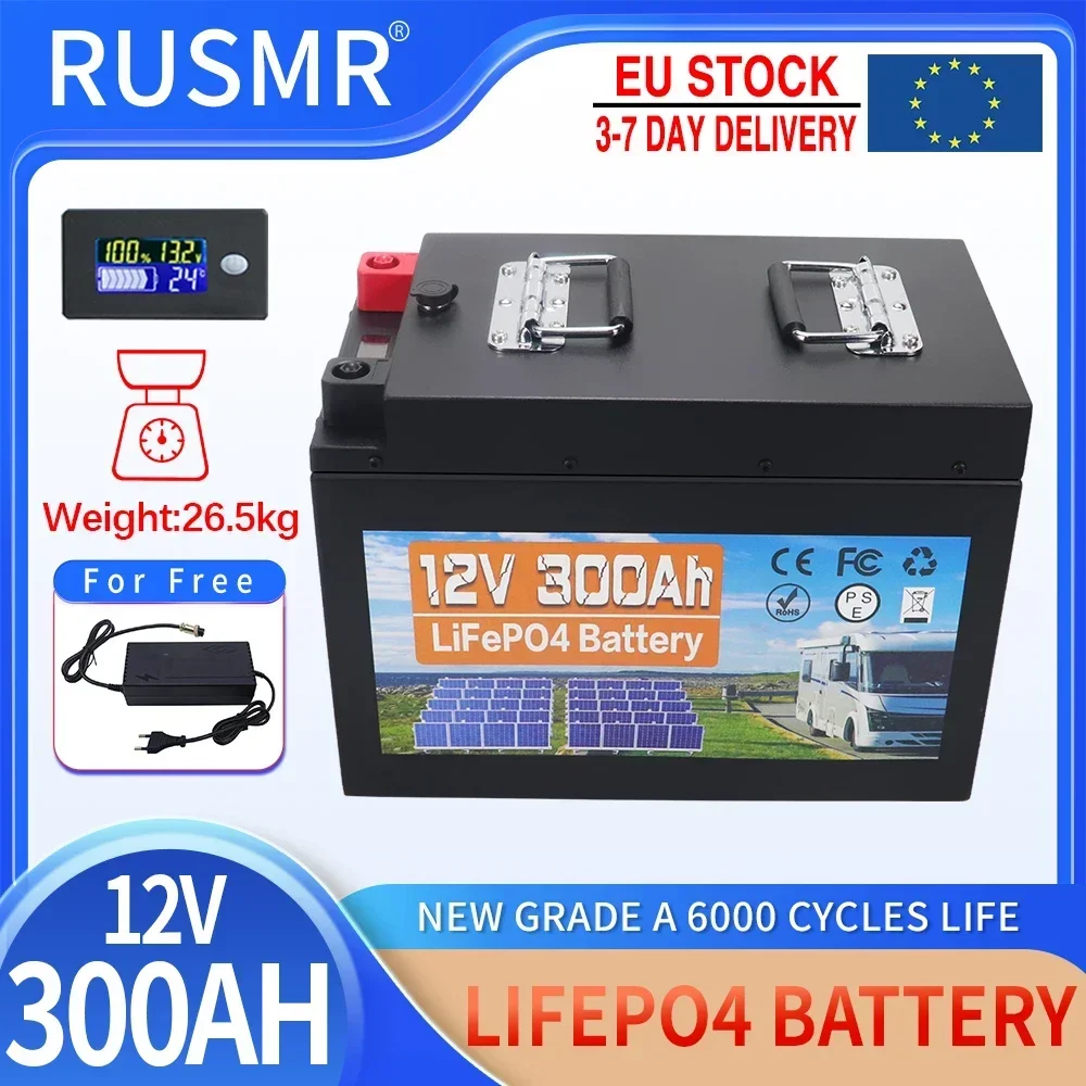 12V 300AH LiFePO4 Battery Pack Built-in BMS Lithium Iron Phosphate Cells For Replacing Most of Backup Power Home Energy Storage