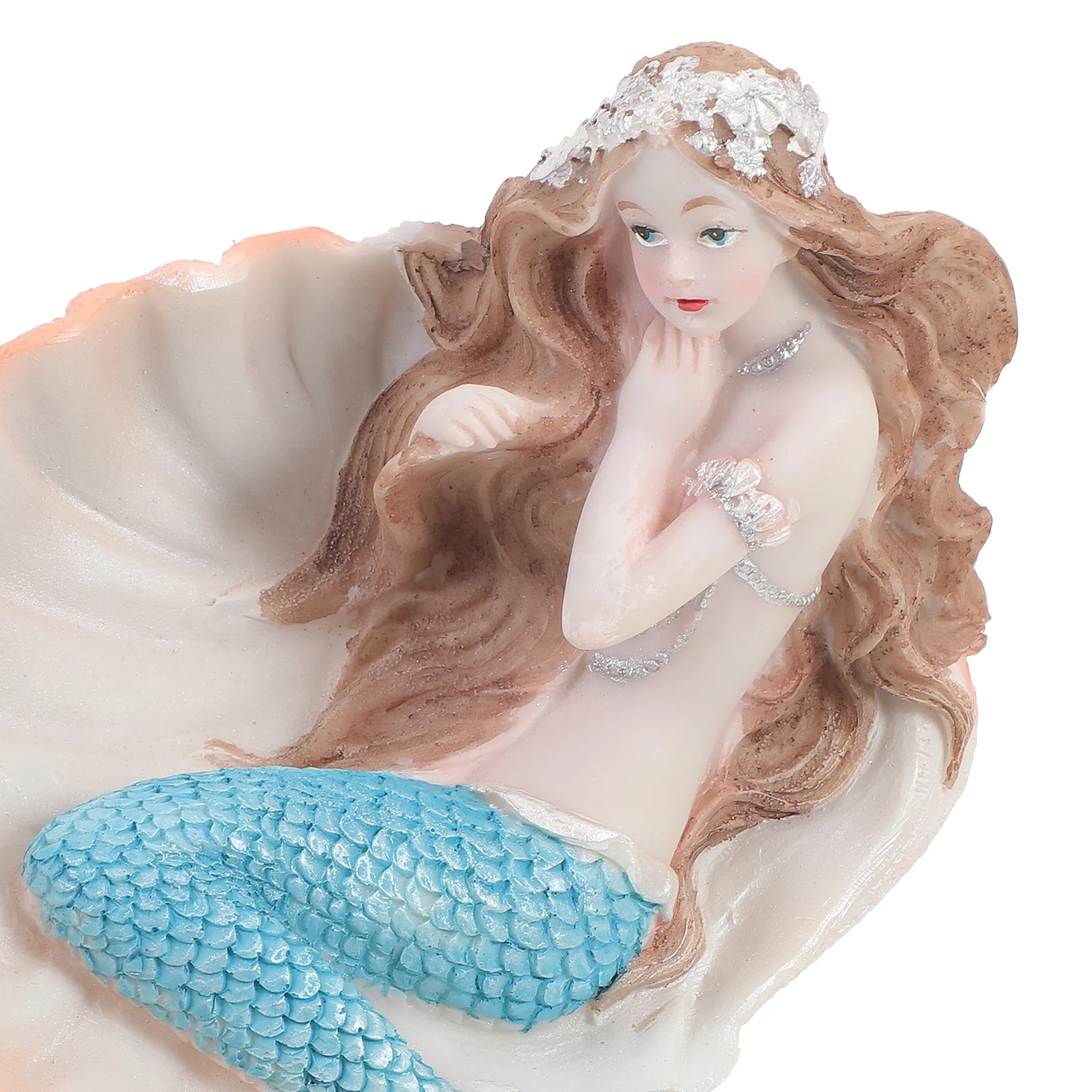 

Ornament Statue On Shell Handicraft Decor Table Wear-Resistant Break-Resistant Fish Tank Decor Aquarium Mermaid Resin Desktop