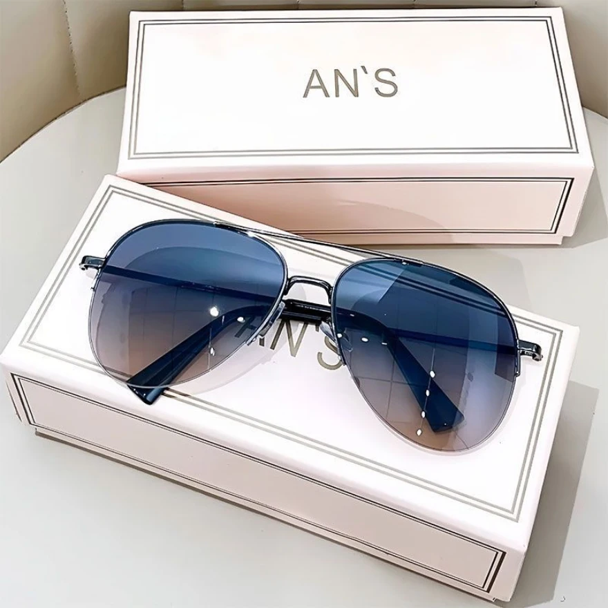 Mode Gradienten Sonnenbrille für Männer Großen Rahmen Pilot Sonnenbrille Marke Design Anti-reflektierende Lunette De Soleil Homme – Detail 2