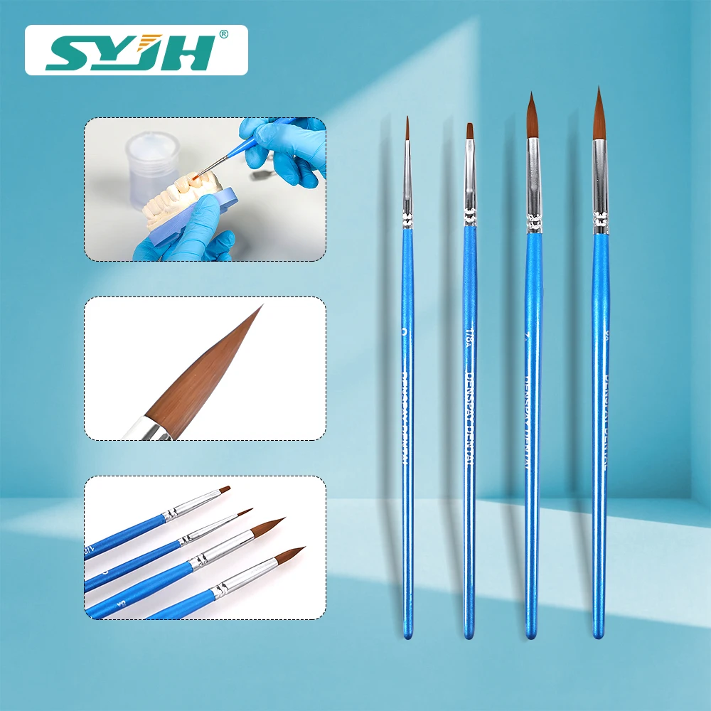

SYJH Dental Porcelain Glaze Porcelain Brush Pen with O/7A/8A/1-8A 4 Sizes Teeth Brush for Dental Lab Work Specially Designed