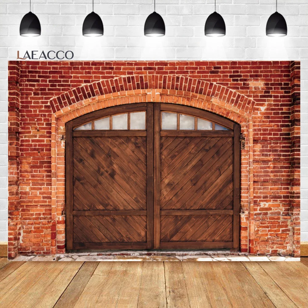 

Laeacco Rustic Old Barn Door Backdrop Vintage Red Brick Wall Retro Countryside Warehouse Adults Portrait Photography Background