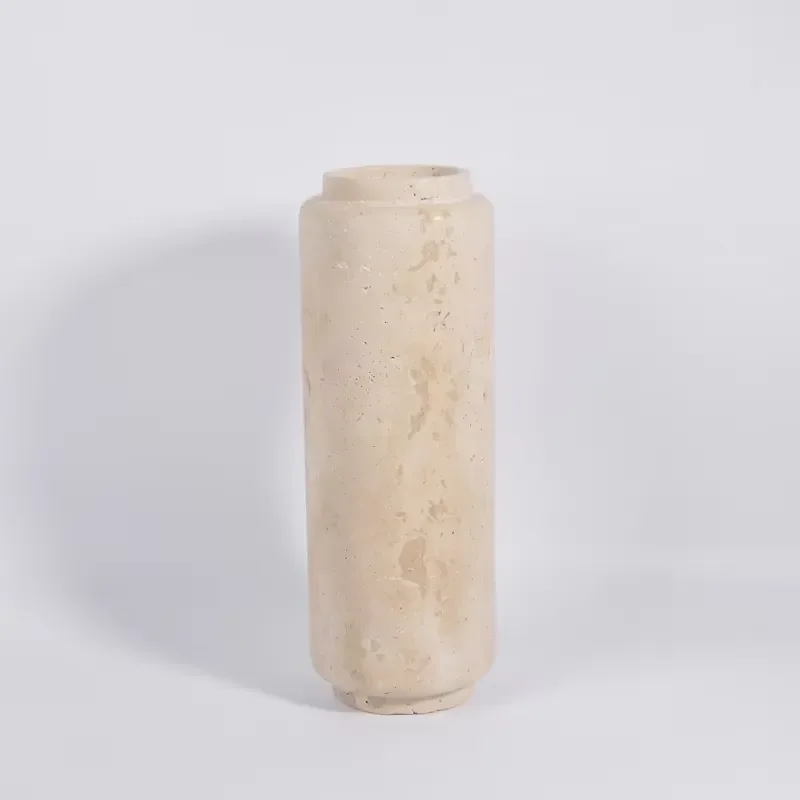 Natural Travertine Vase Simple Home Decor for Living Room Office Dining Table New Design Stone Flower Pot Minimalist