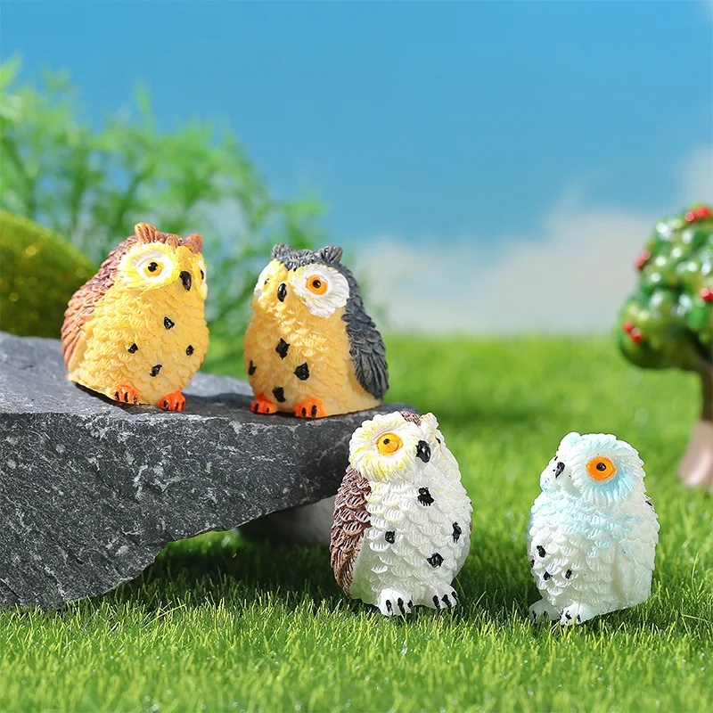 

4pcs/set Creative Owl Resin Ornament, Moss Micro Landscape Green Plant Landscape Decoration, Cute Home Decoration Accessories