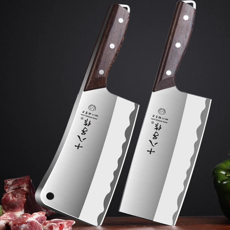 SHIBAZI Professional Chinese Kitchen Chef Knives Meat Fish Slicing Vegetables Cutter Stainless Steel Butcher Cleaver Knives