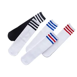 White Socks Skate  Children Baby Long Tube Leg Warm Kids Knee High Socks For Kids Football Stripes Cotton Sports Old School 1-9Y