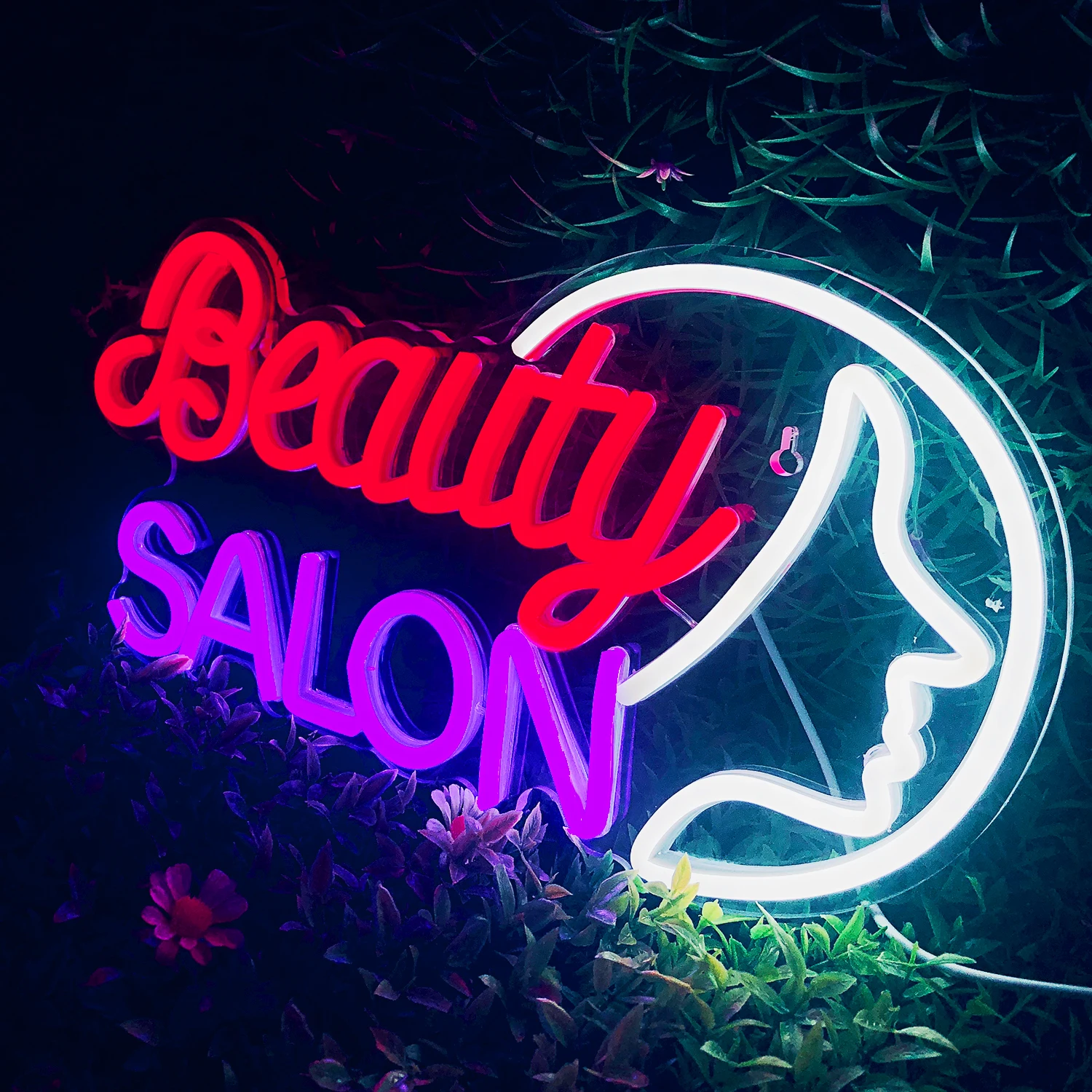 Tanda lampu Neon Salon kecantikan, LED kuku tanda Neon kamar potong rambut lampu Neon gantung dekorasi dinding toko