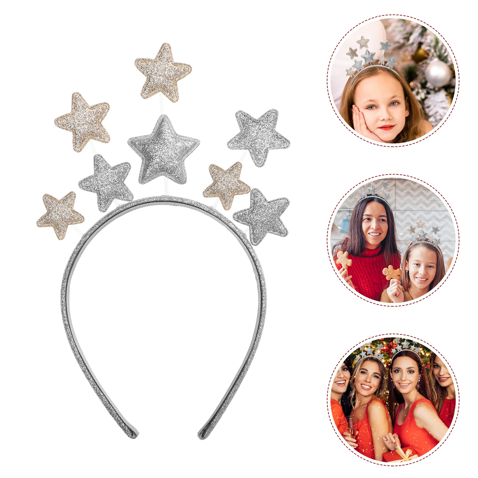 Pentagram Headband Christmas Hair Accessory Kids Elasticity for All Hairstyles Star Iron Hairband