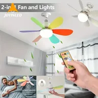 30W 16.5inch Socket Fan Light White/colorful Ceiling Fan Light with Remote Control 3000K-6500K Dimmable 6 Fan Blades For Kitchen