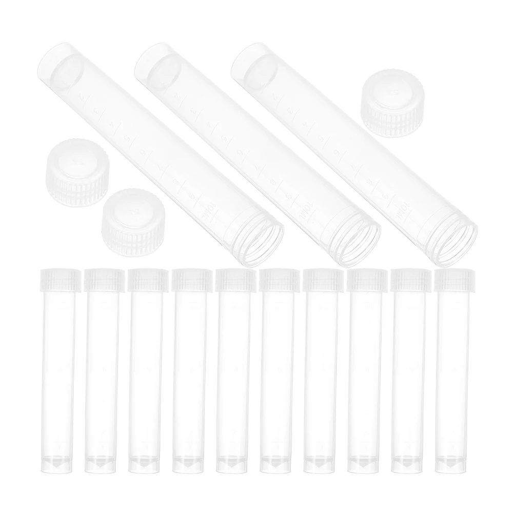 

20pcs Clear Plastic Cryovial Test Tubes for Scientific Experiment Small Sampling Vials Storage Field Sample White Caps