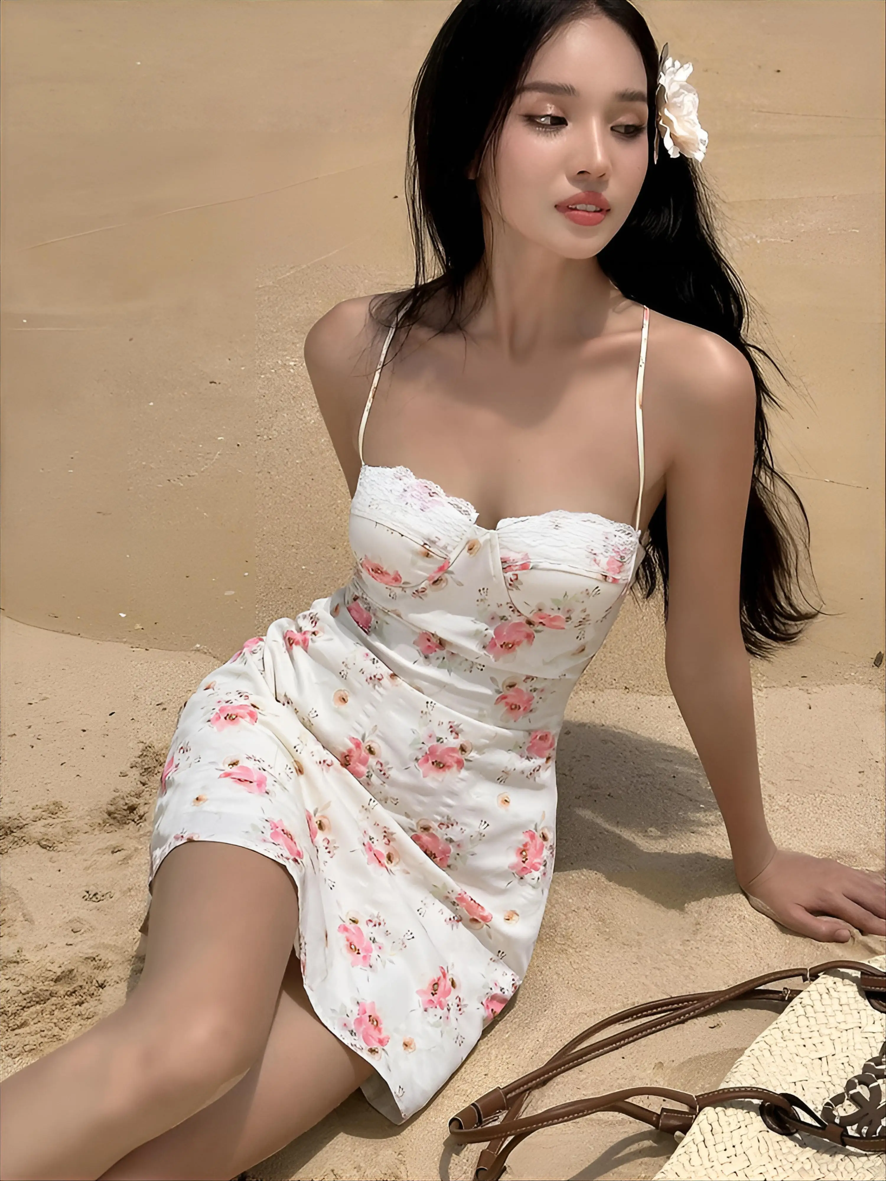 Sarong plażowy plus size, wyszczuplający, w stylu boho, z tęczowym nadrukiem, odzież w stylu bohemy, dziki, wiosenny, asymetryczny, ażurowy, w stylu cygańskim.