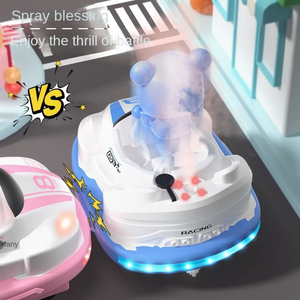 

Mini Remote Control Bumper Cars with Spray, Lights and Music Go Kart Battle Ejecting Bumper Car Set Charging Interaction