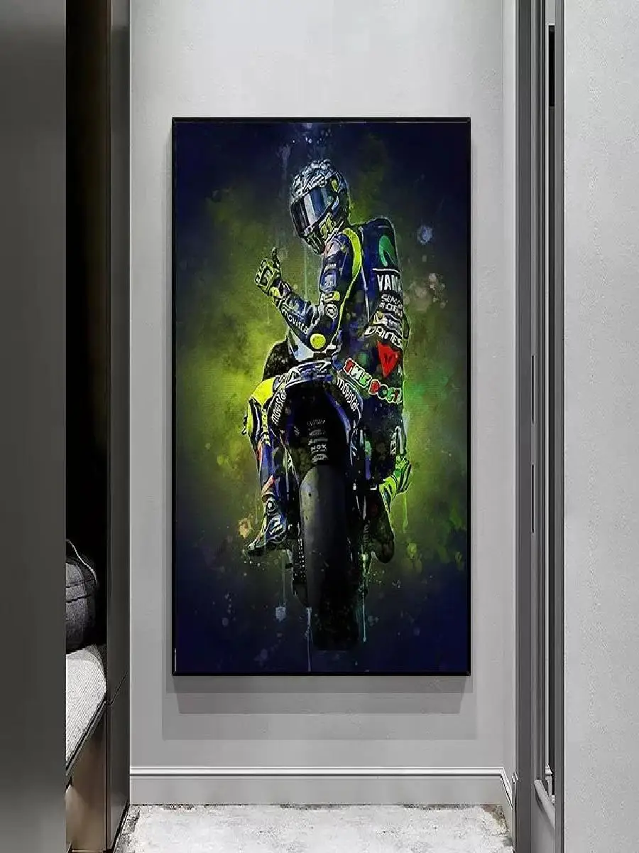 Valentino Rossi Watercolor Sports Car Racer HD Canvas Print Motorcycle Racing Wall Art Poster for Home Decor