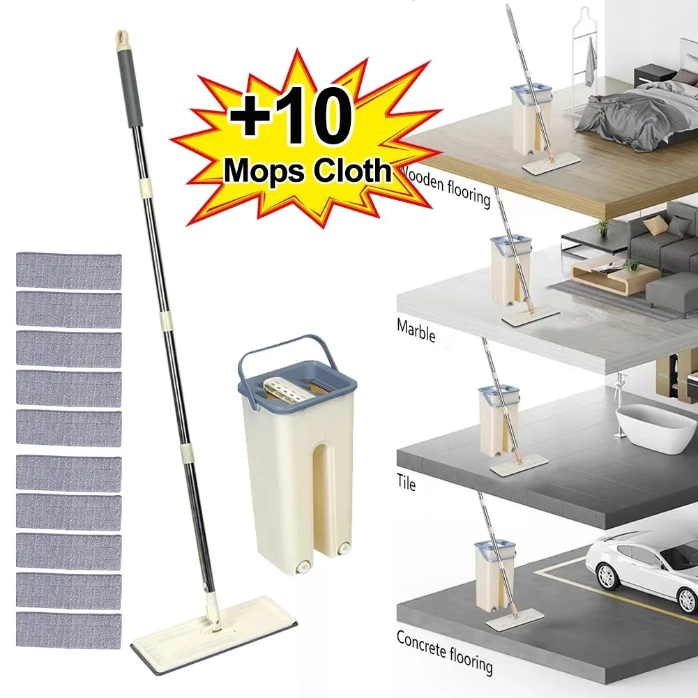 

Набор швабр из микрофибры, швабра для чистки ванной комнаты, многофункциональная швабра, суперпоглощение воды с ведром, бытовой инструмент для чистки